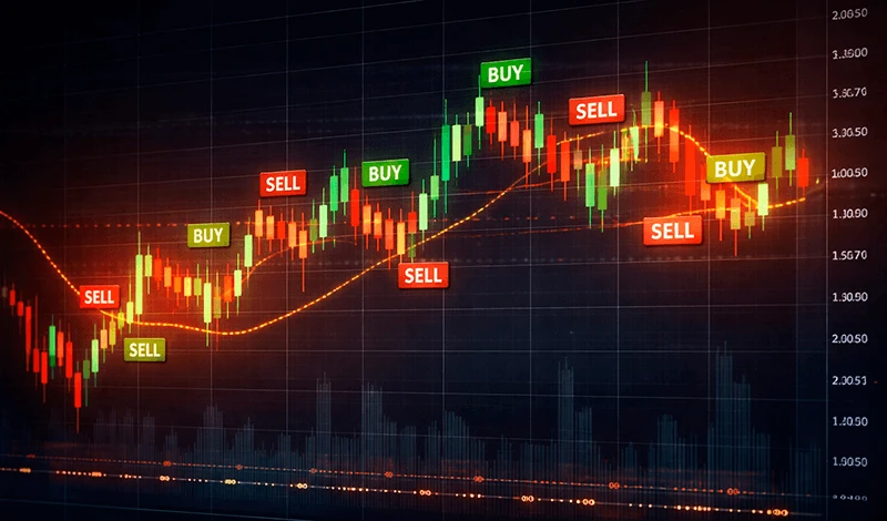 Rapid-fire trade entries on one chart